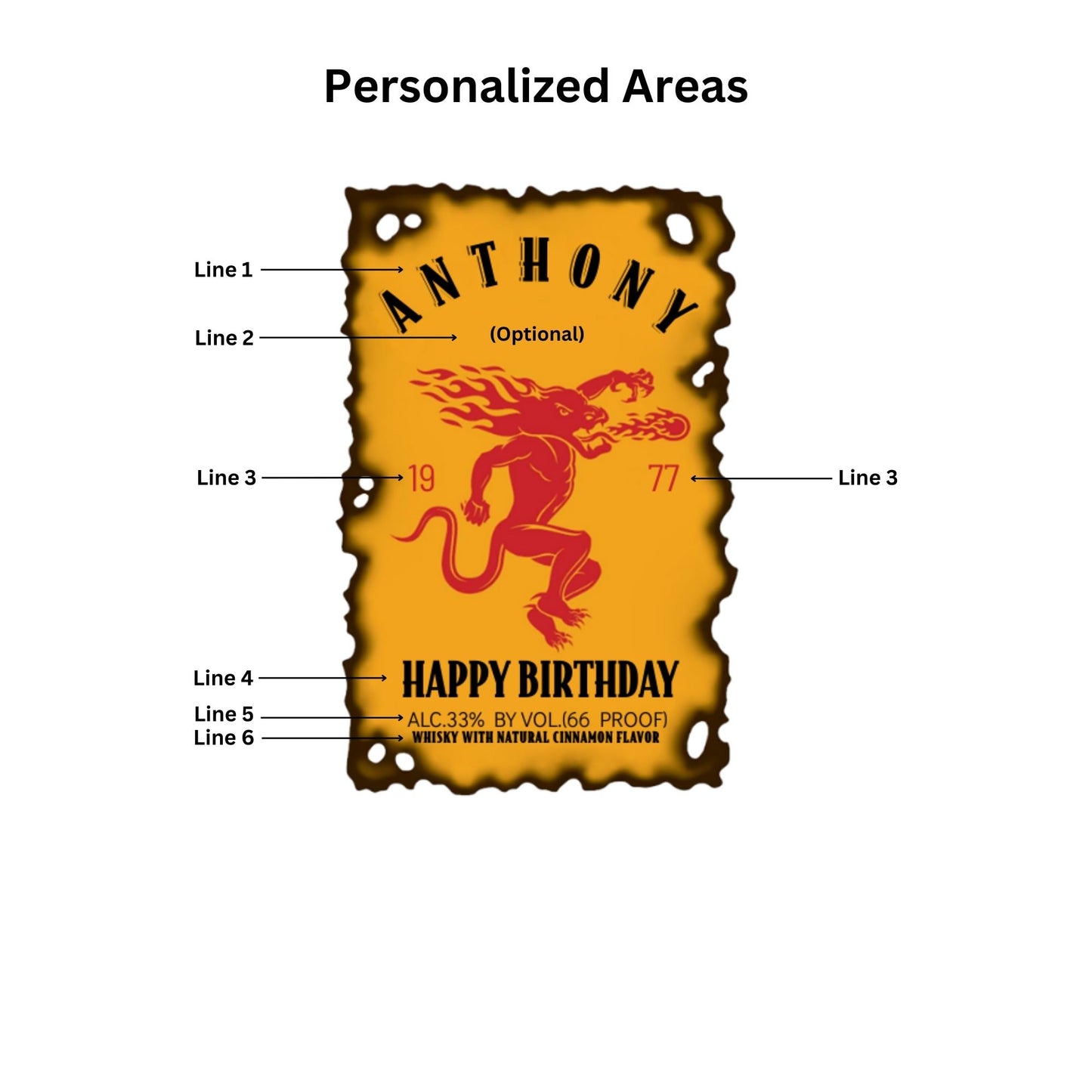 Personalized Cinnamon Whisky 50ml Mini Shot Bottle Labels