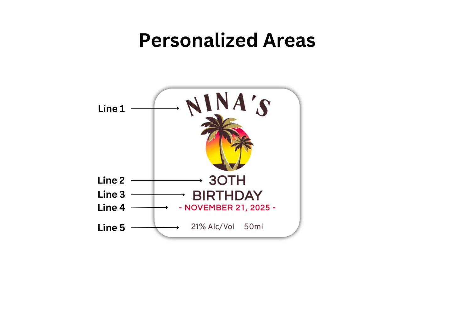 Personalized Rum Mini 50ml Bottle Labels