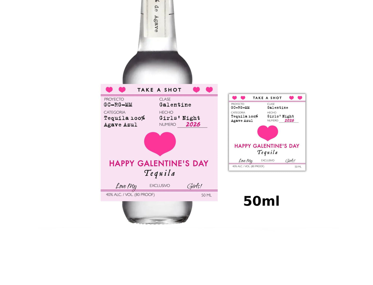 Galentine's Day Tequila Label Templates