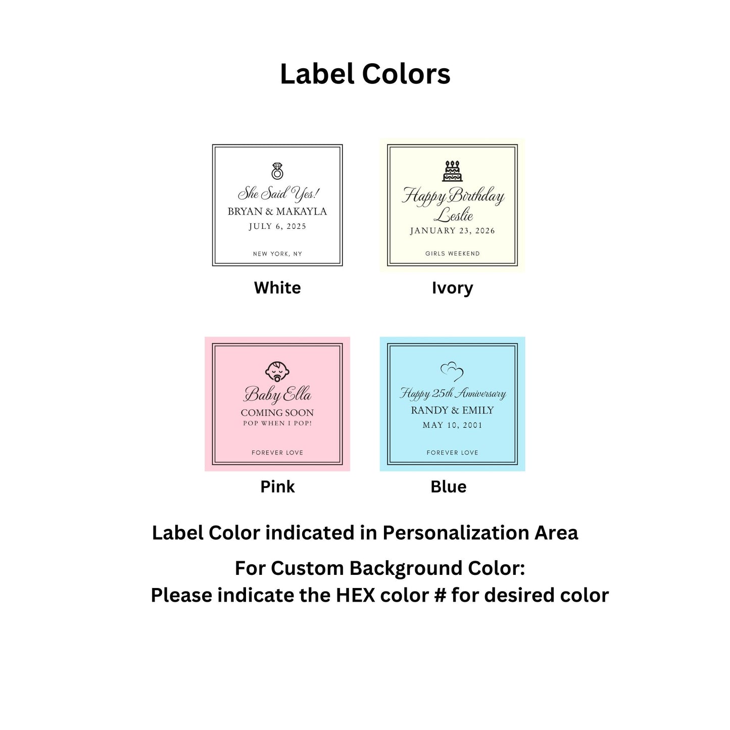Modern Prosecco & Wine Personalized Bottle Labels