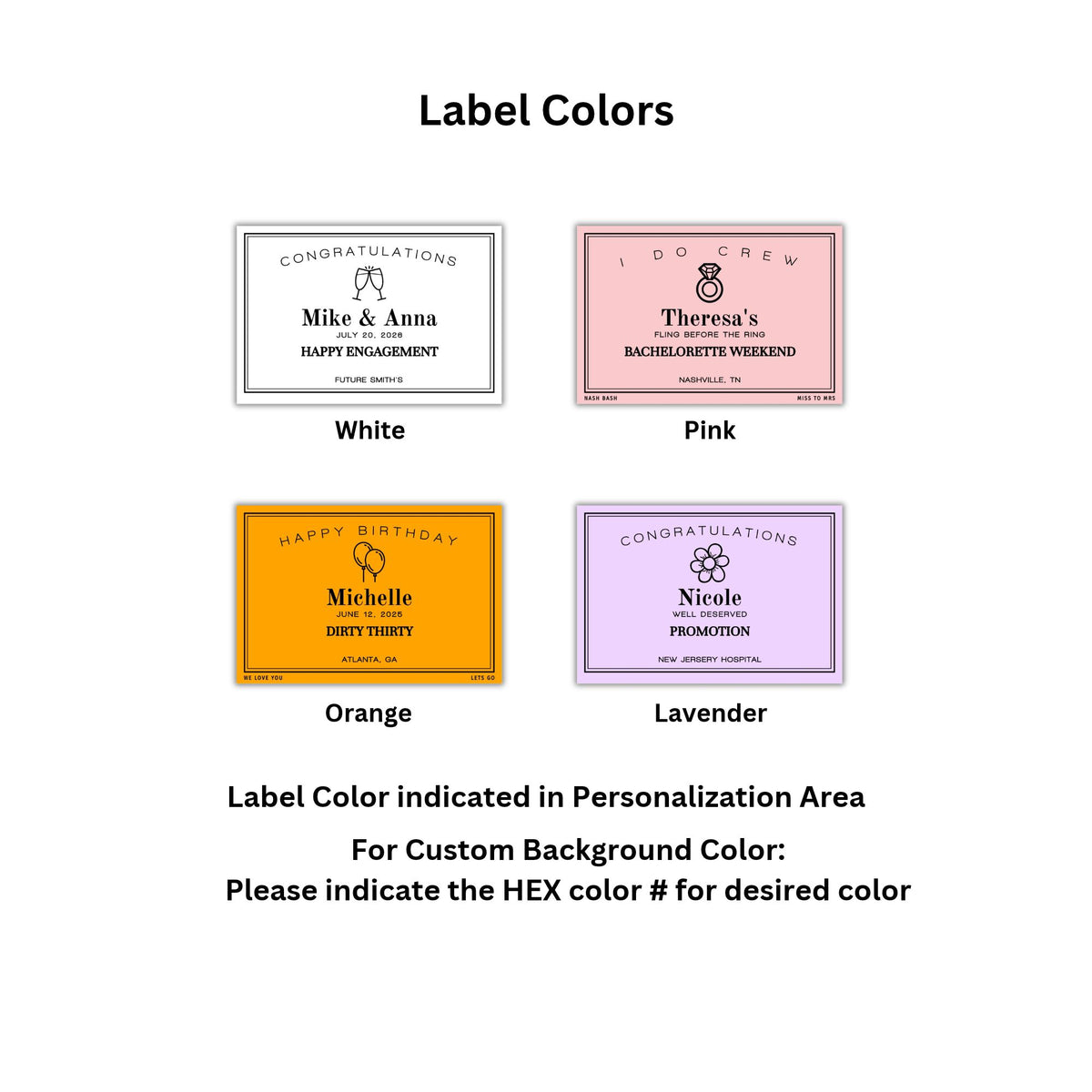 Personalized Modern Champagne Bottle Labels
