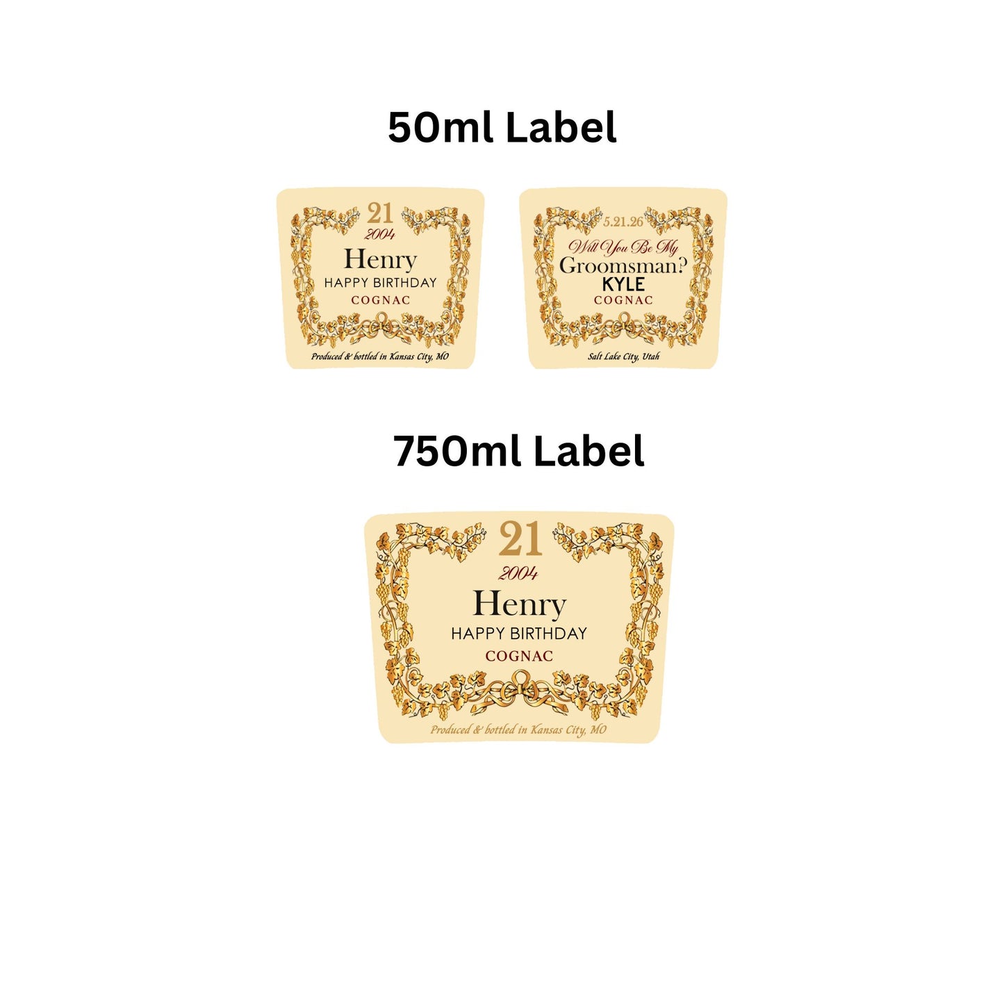 Personalized Cognac Brandy Bottle Labels
