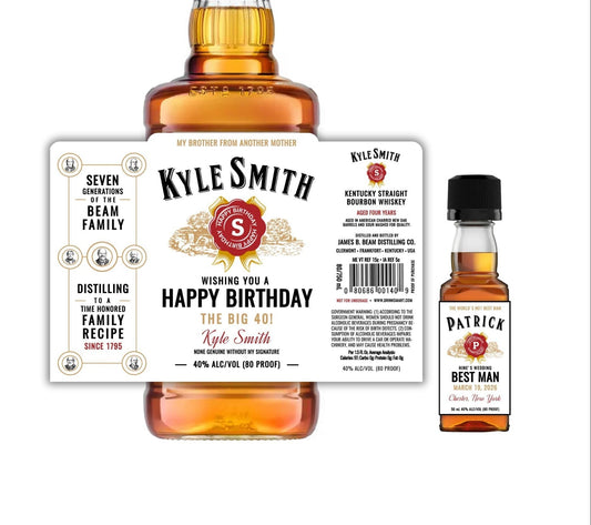 Personalized Bourbon Whiskey Bottle Labels