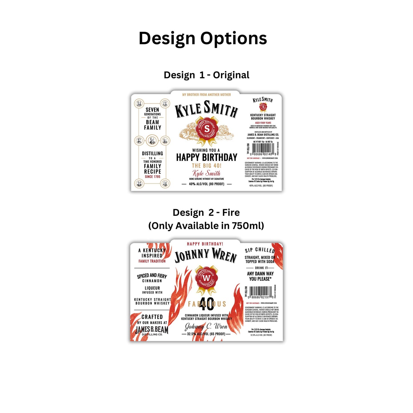 Personalized Bourbon Whiskey Bottle Labels