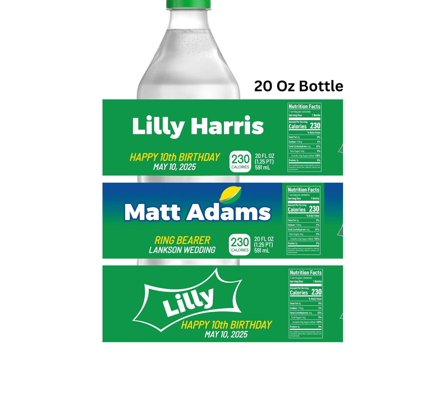 Personalized Soda Pop 20oz Bottle Labels