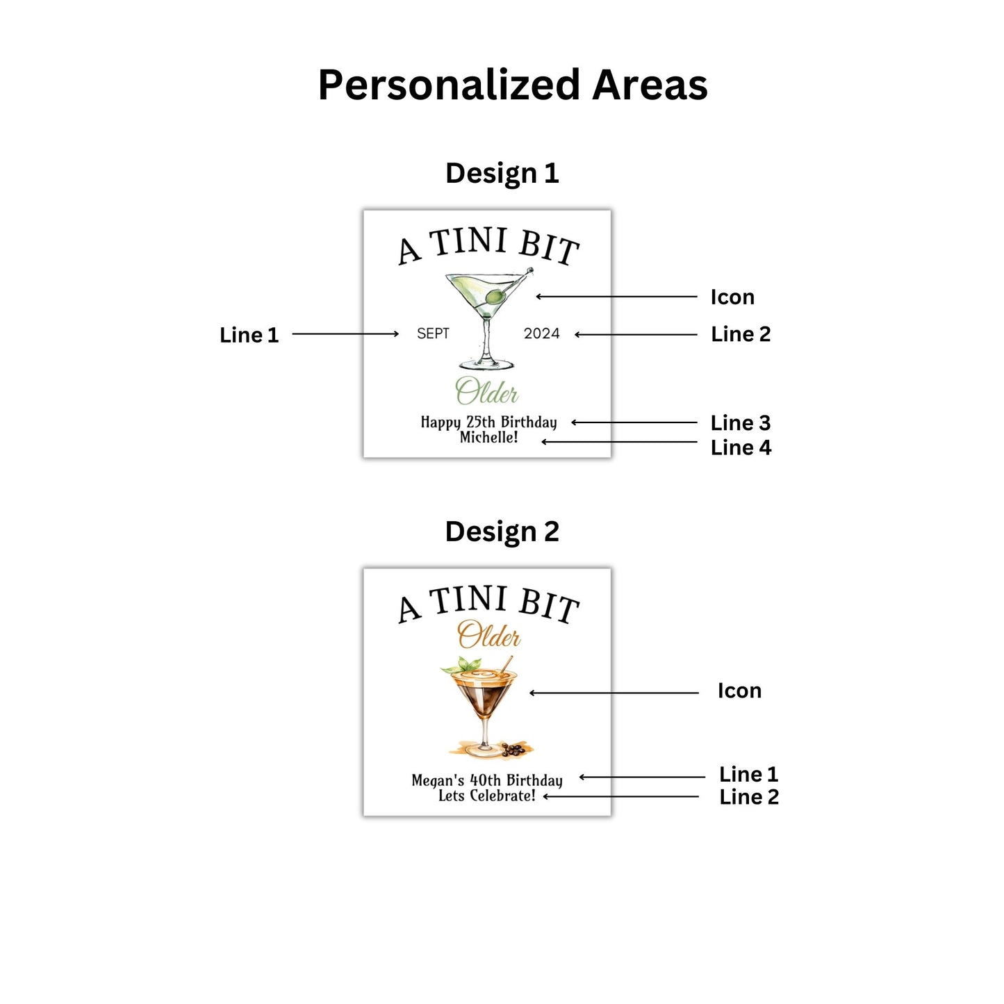 Personalized Tini Bit Older Labels