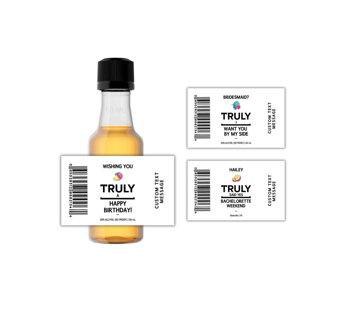 Personalized Flavored Vodka Mini 50ml Bottle Labels