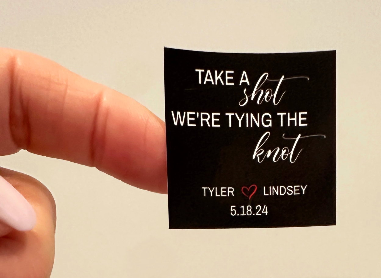 Take a Shot We're Tying The Knot Stickers Labels