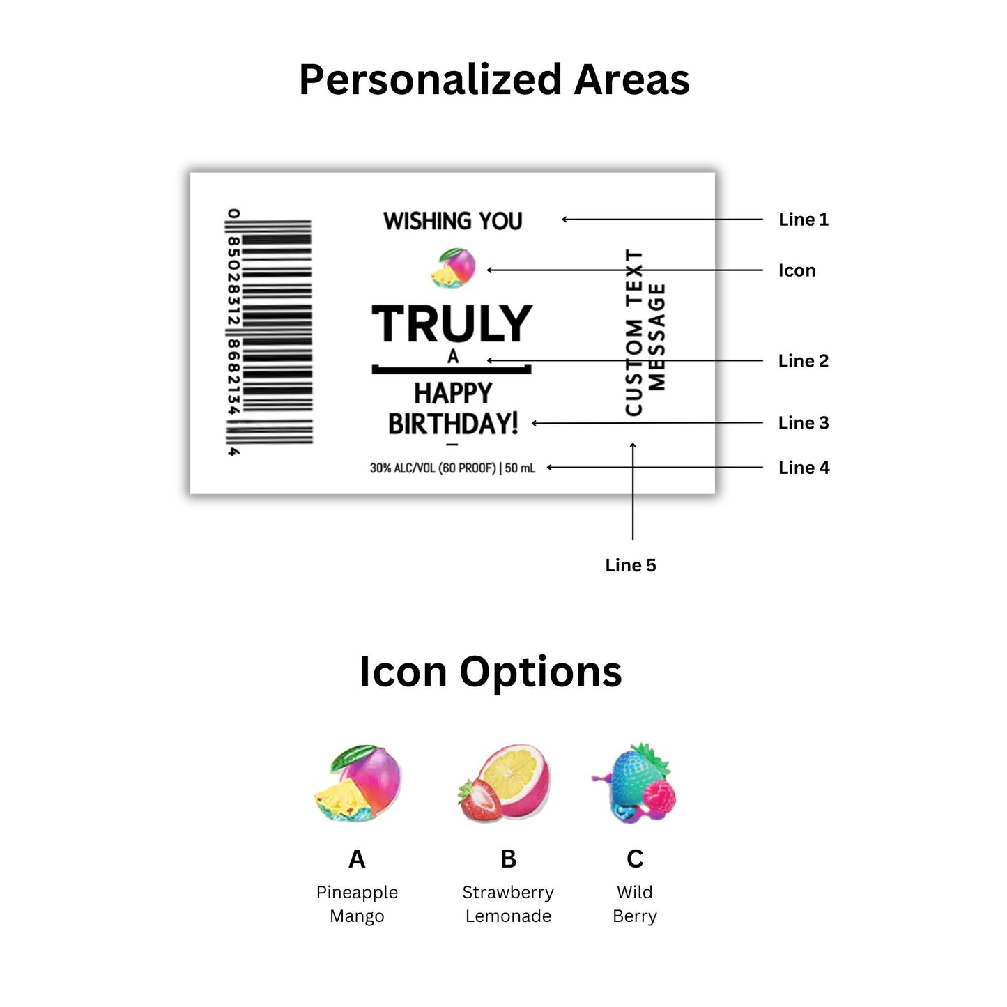 Personalized Flavored Vodka Mini 50ml Bottle Labels